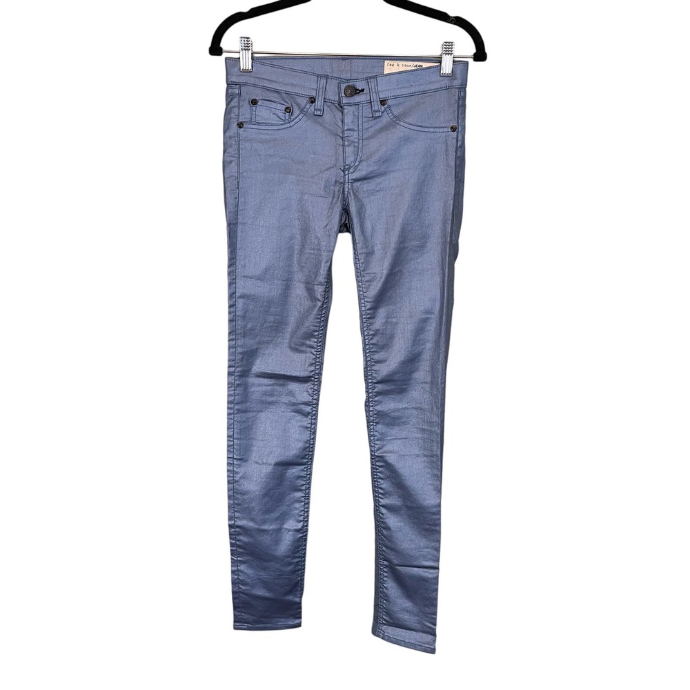 RAG & BONE Jeans Womens 26 Legging Metallic Slim Skinny Ankle Trousers Blue USA